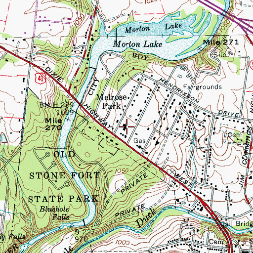 Topographic Map of Temple Baptist Church, TN