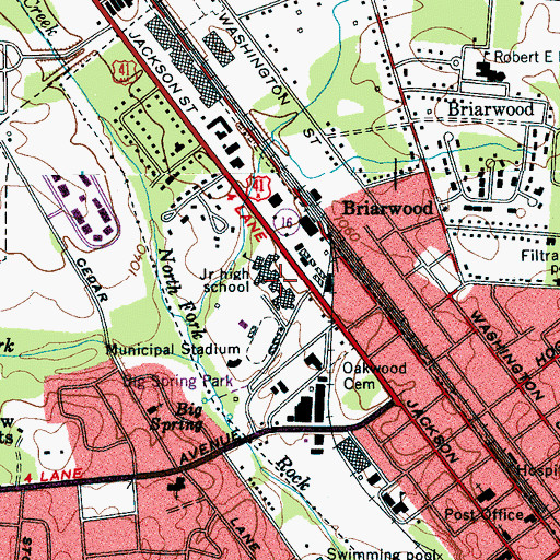 Topographic Map of Tullahoma High School, TN