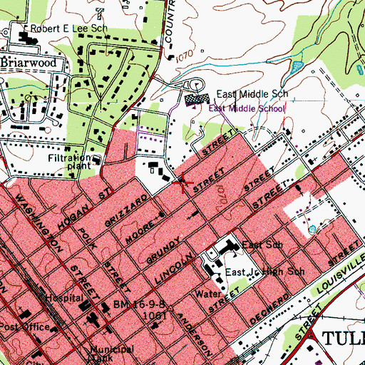 Topographic Map of Victory Baptist Church, TN