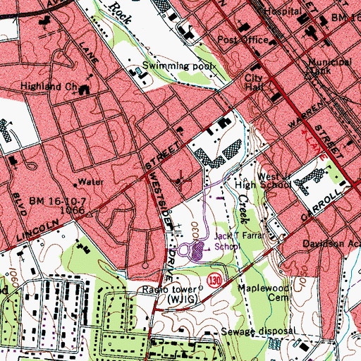 Topographic Map of Vine Street Church of God, TN