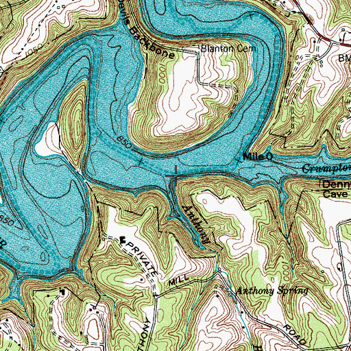 Topographic Map of Waite Ford (historical), TN