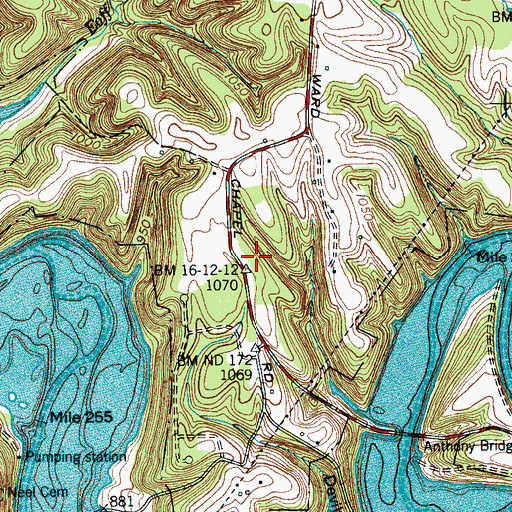 Topographic Map of Ward Chapel School (historical), TN