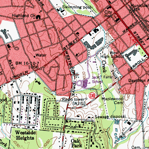 Topographic Map of Westside Church of the Nazarene, TN