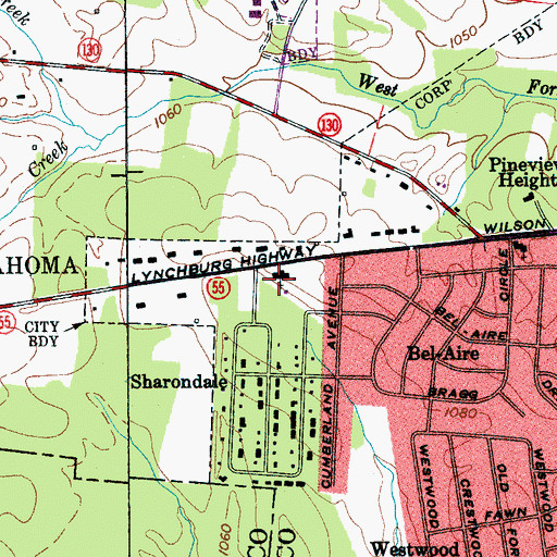 Topographic Map of Wilson Avenue Church of Christ, TN