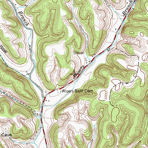 Topographic Map of Wisers Buff School (historical), TN