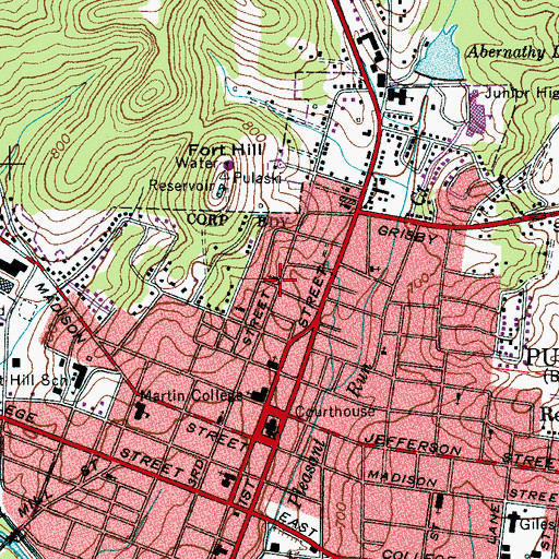 Topographic Map of Beulah Baptist Church, TN