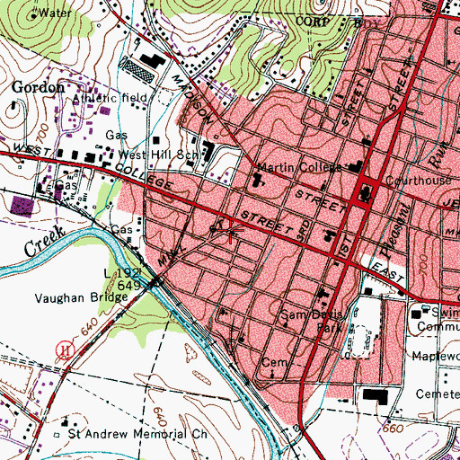 Topographic Map of Campbell Chapel African Methodist Episcopal Church, TN