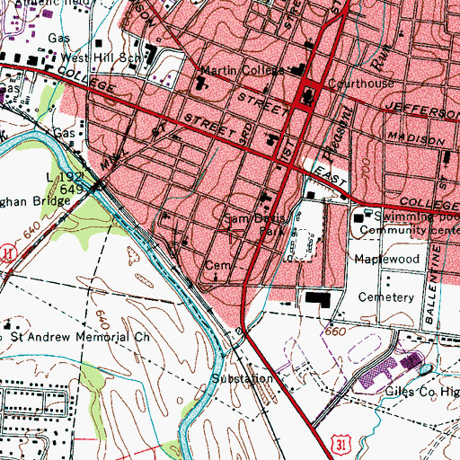 Topographic Map of Church of God, TN