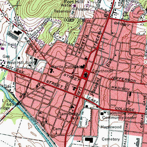 Topographic Map of Church of the Messiah Episcopal Church, TN