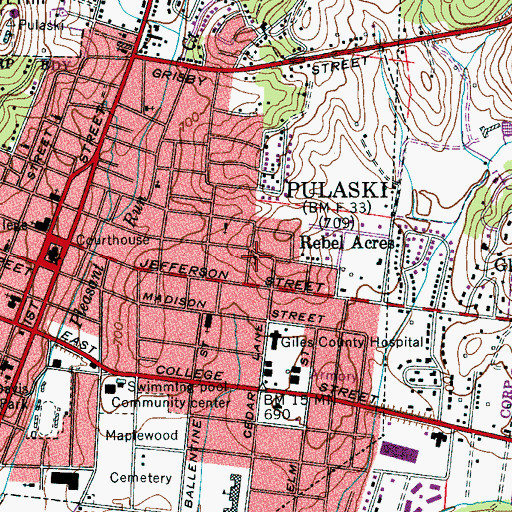 Topographic Map of Old Mount Zion Baptist Church, TN