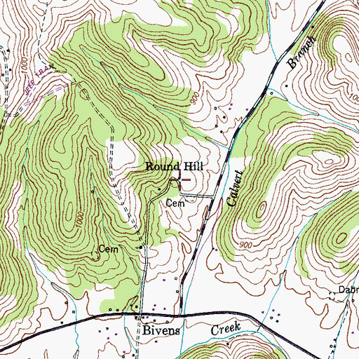 Topographic Map of Round Hill Missionary Baptist Church, TN
