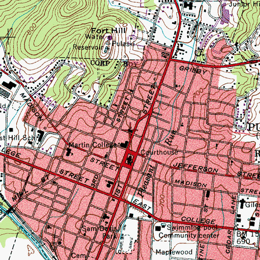 Topographic Map of Second Street Church of Christ, TN