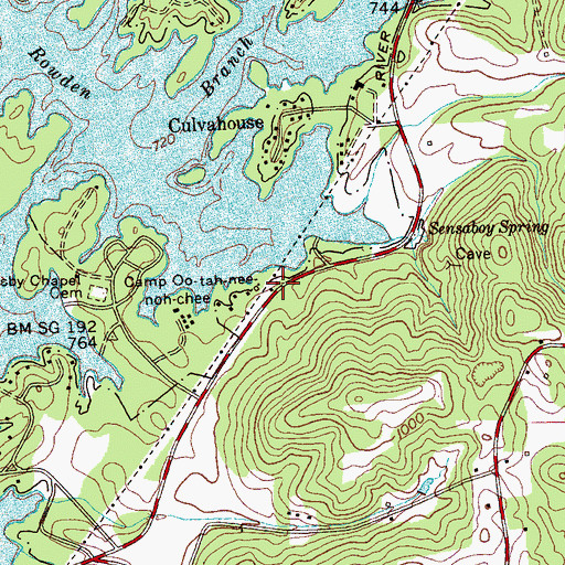 Topographic Map of Bowdens Store (historical), TN