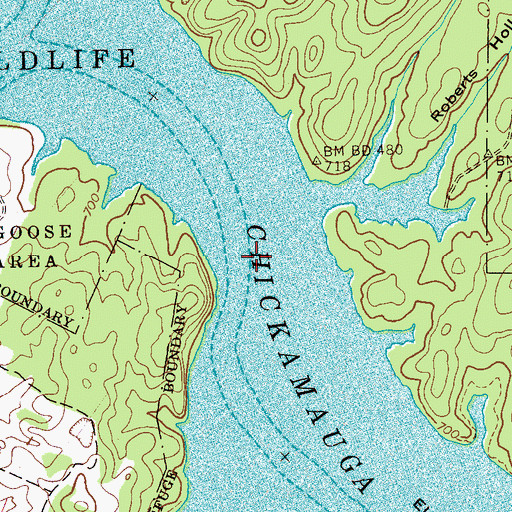 Topographic Map of Kingsfield Landing (historical), TN