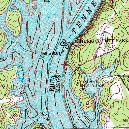 Topographic Map of Pinhook Landing (historical), TN