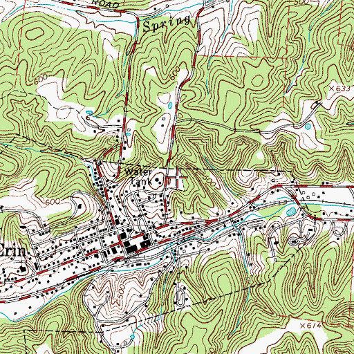 Topographic Map of Erin Cemetery, TN
