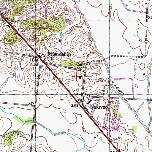Topographic Map of Nauvoo School (historical), TN