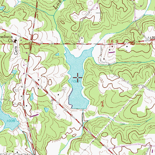 Topographic Map of Lost Creek Lake Number 1, AL