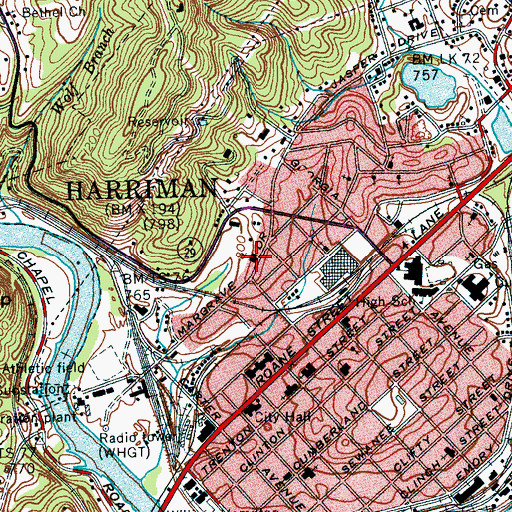 Topographic Map of Blessed Sacrament Catholic Church, TN