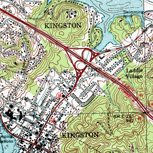 Topographic Map of Calvary Baptist Church, TN