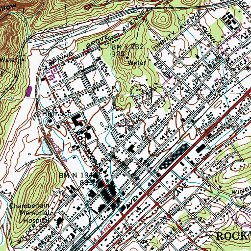 Topographic Map of First Baptist Church of Lenoir Avenue, TN