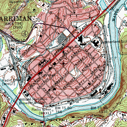 Topographic Map of First Presbyterian Church, TN