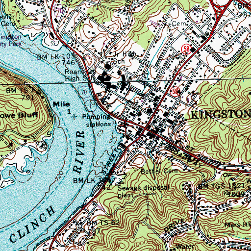Topographic Map of Kingston United Methodist Church, TN