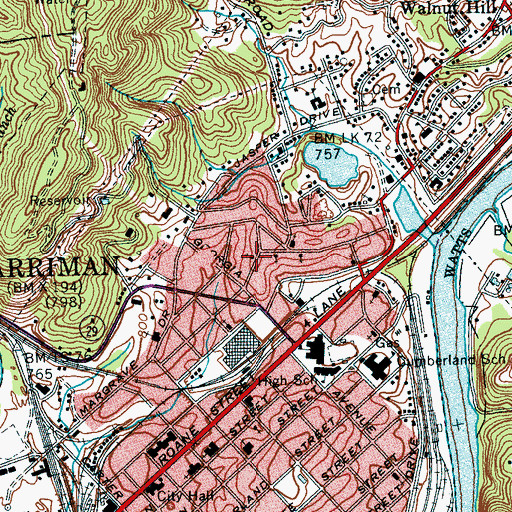 Topographic Map of New Century United Methodist Church, TN