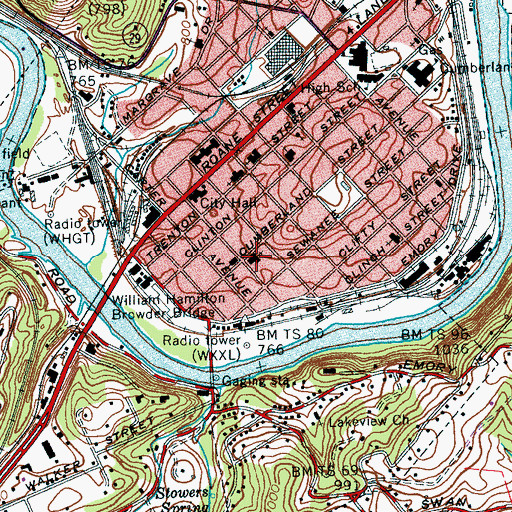 Topographic Map of Trinity Baptist Church, TN