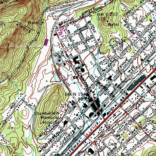 Topographic Map of First Presbyterian Church, TN