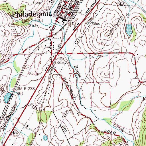 Topographic Map of First Baptist Church, TN