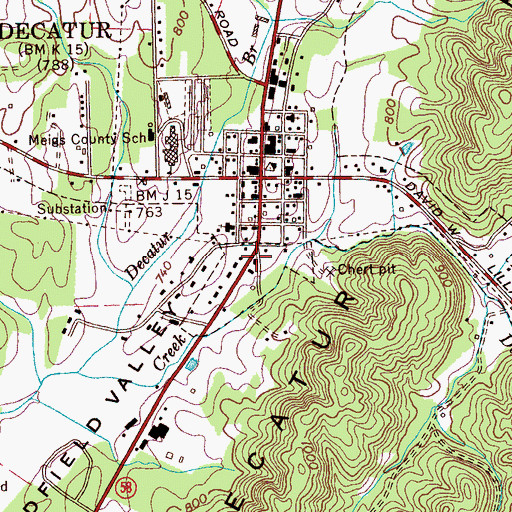 Topographic Map of Decatur Church of God, TN