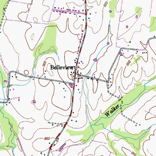 Topographic Map of Bellview School (historical), TN