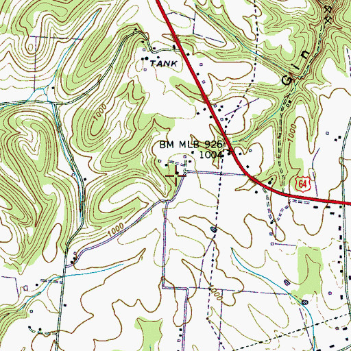 Topographic Map of Benson School (historical), TN