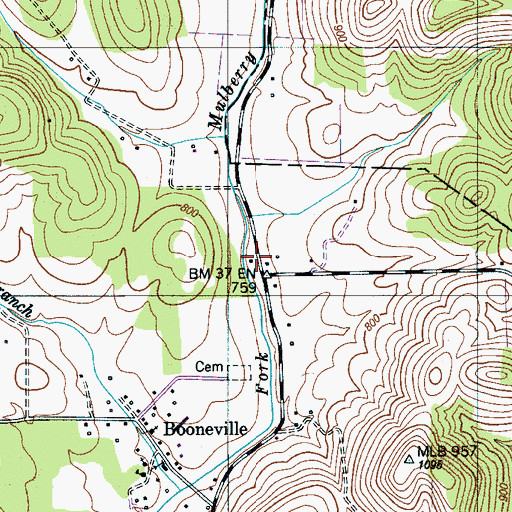 Topographic Map of Black Bottom School (historical), TN