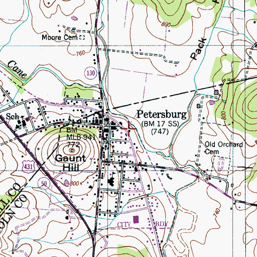 Topographic Map of Caldwell United Methodist Church, TN
