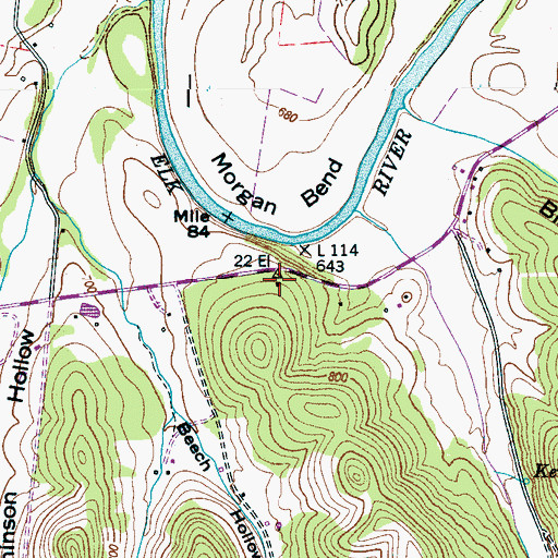 Topographic Map of Concord Church (historical), TN