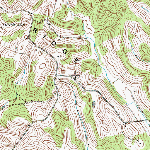 Topographic Map of Crystal Ridge School (historical), TN