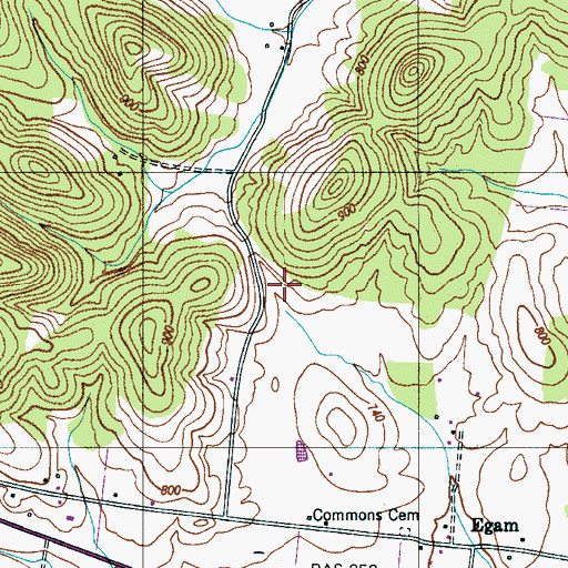 Topographic Map of Cumberland Church (historical), TN