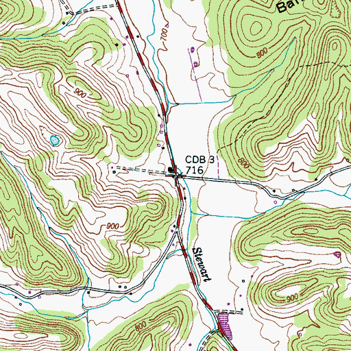 Topographic Map of Dunns Store (historical), TN