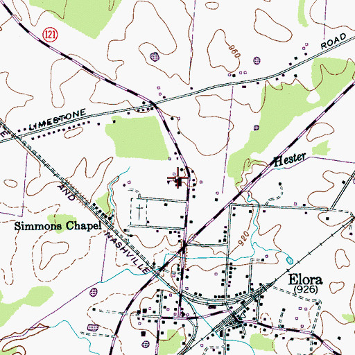 Topographic Map of Elora School (historical), TN