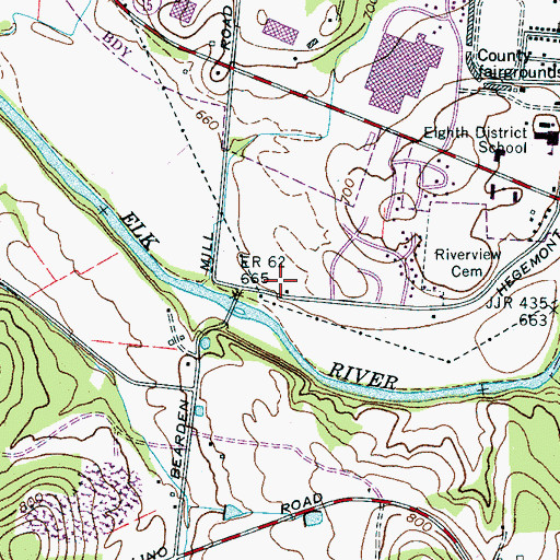 Topographic Map of Fayetteville Junior High School, TN