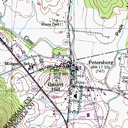 Topographic Map of First Presbyterian Church, TN