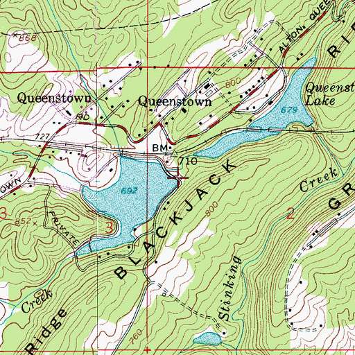 Topographic Map of Queenstown Lake Number 1 Dam, AL