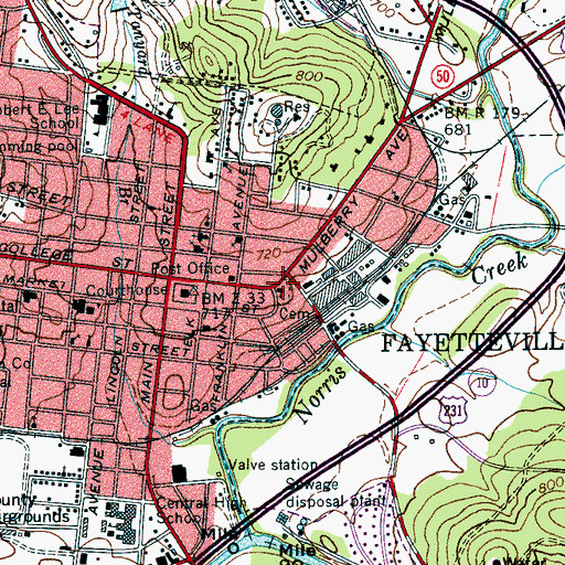 Topographic Map of First Presbyterian Church, TN