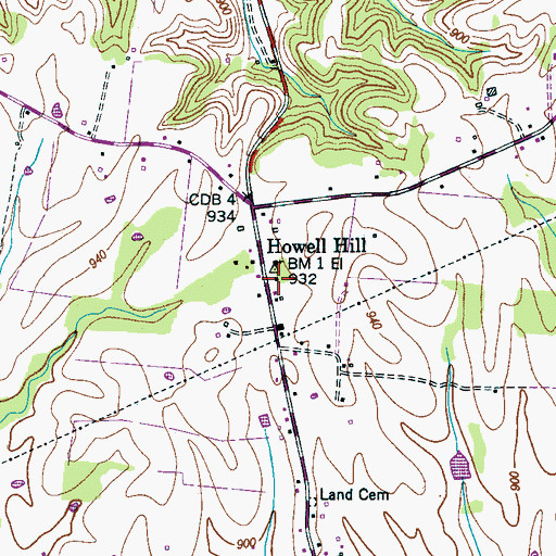 Topographic Map of Howell Hill School (historical), TN