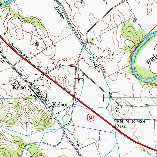 Topographic Map of Kelso School (historical), TN