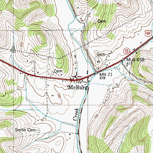 Topographic Map of McBurg United Methodist Church, TN