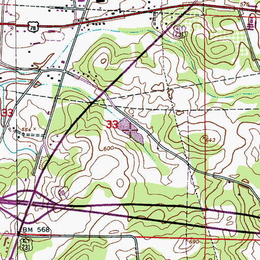 Topographic Map of Watkins Lake, AL