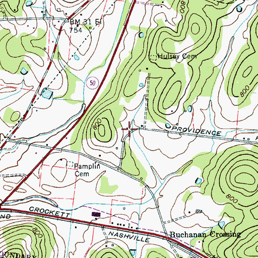 Topographic Map of Providence Church (historical), TN